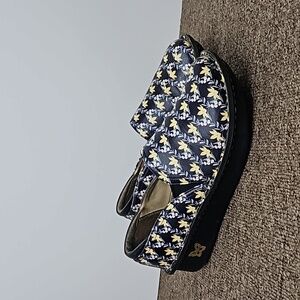 Alegria Navy Blue Floral Platform Comfort Leather Shoes Sz Women's 39